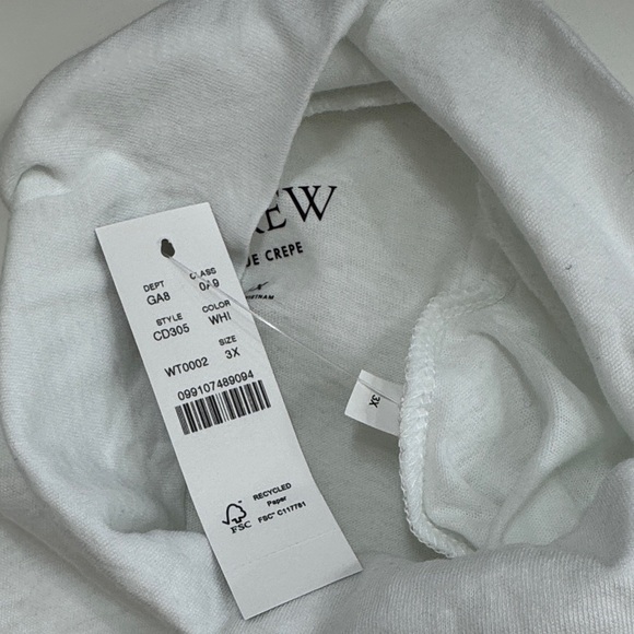 NWT J. Crew Women’s Plus Size 3X White Long Sleeve Tissue Turtleneck - Picture 3 of 11